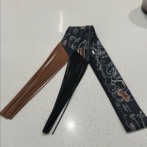 Stylish Black and Brown Graphic fringe twilly